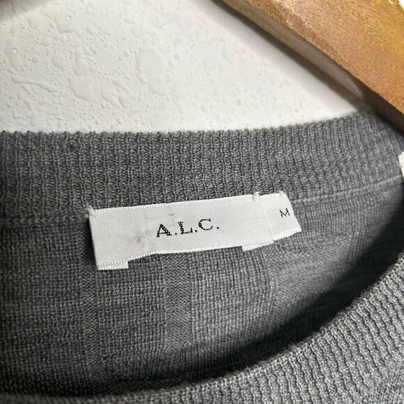 A.L.C Gray Pullover 100% Merino Wool Long Sleeve Textured Sweater Women’s Size M - Picture 6 of 13